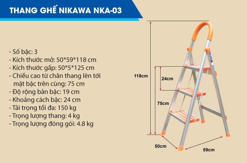 Thang nhôm ghế Nikawa NKA-03
